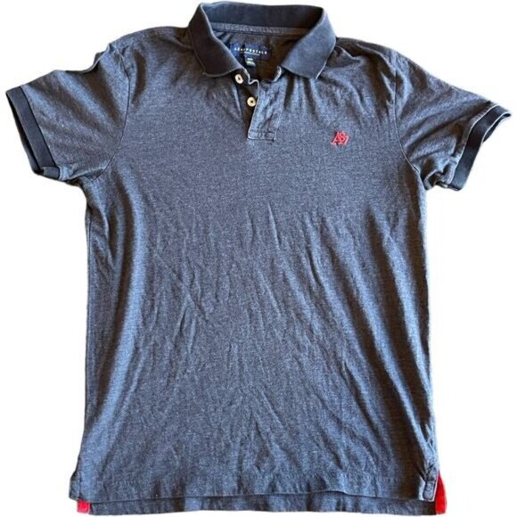Aeropostale Mens Gray Polo Shirt M A87 Logo Short Sleeve Cotton/Polyester - Picture 1 of 8